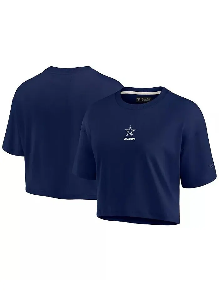 Женская темно-синяя укороченная футболка Dallas Cowboys Super Soft свободного кроя с короткими — синий