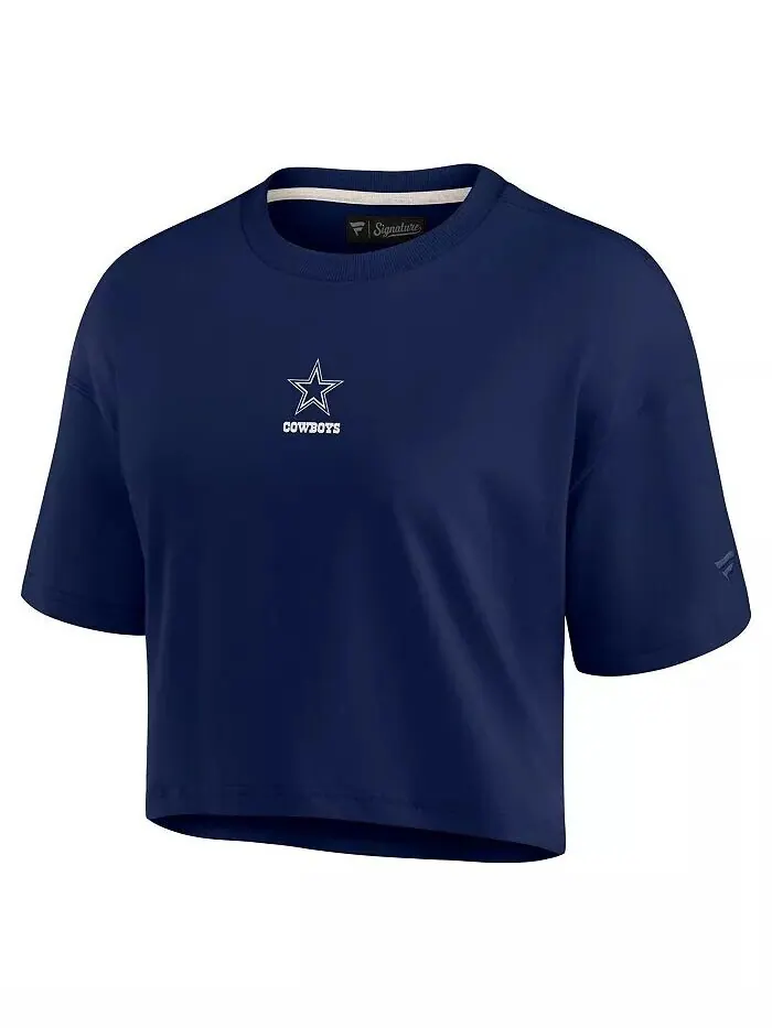 Женская темно-синяя укороченная футболка Dallas Cowboys Super Soft свободного кроя с короткими — изображение 3 из 3