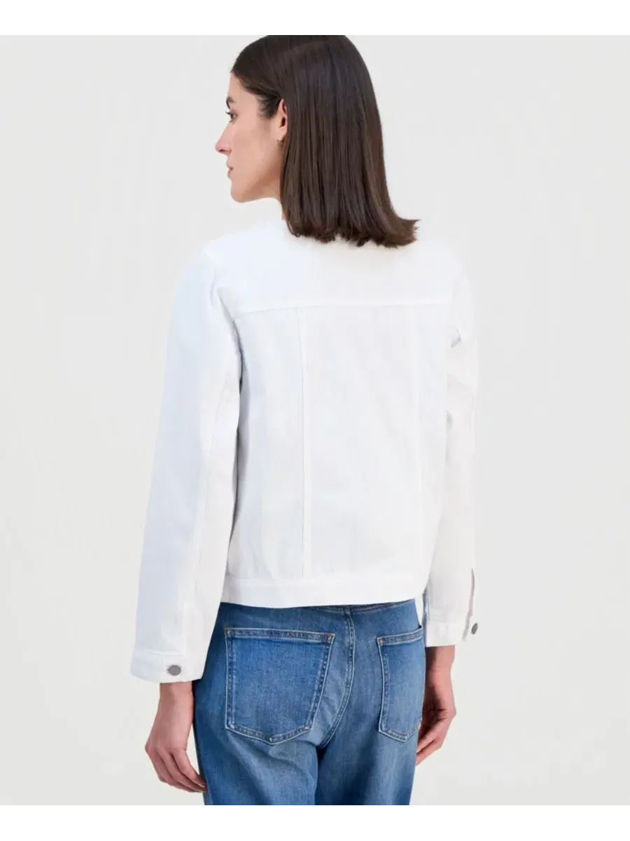Джинсовая куртка с круглым вырезом для невысоких девушек Eileen Fisher — изображение 4 из 4, белый
