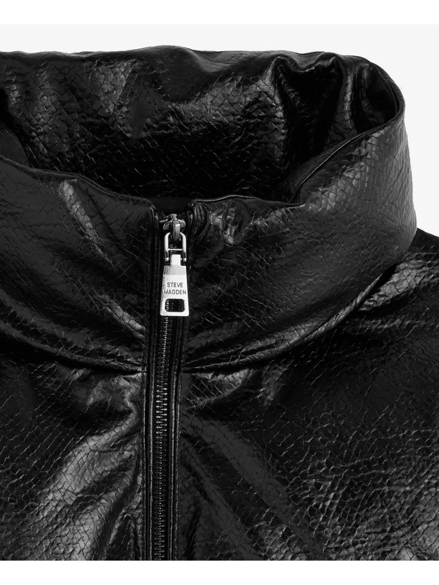 Женское пуховое пальто из фактурной искусственной кожи Steve Madden — изображение 7 из 7, черный