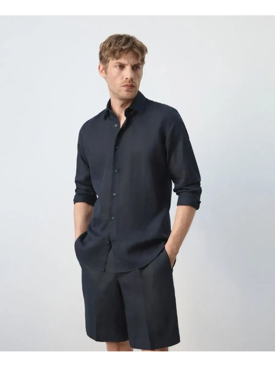 Мужская рубашка Regular Fit из льна и лиоцелла MANGO