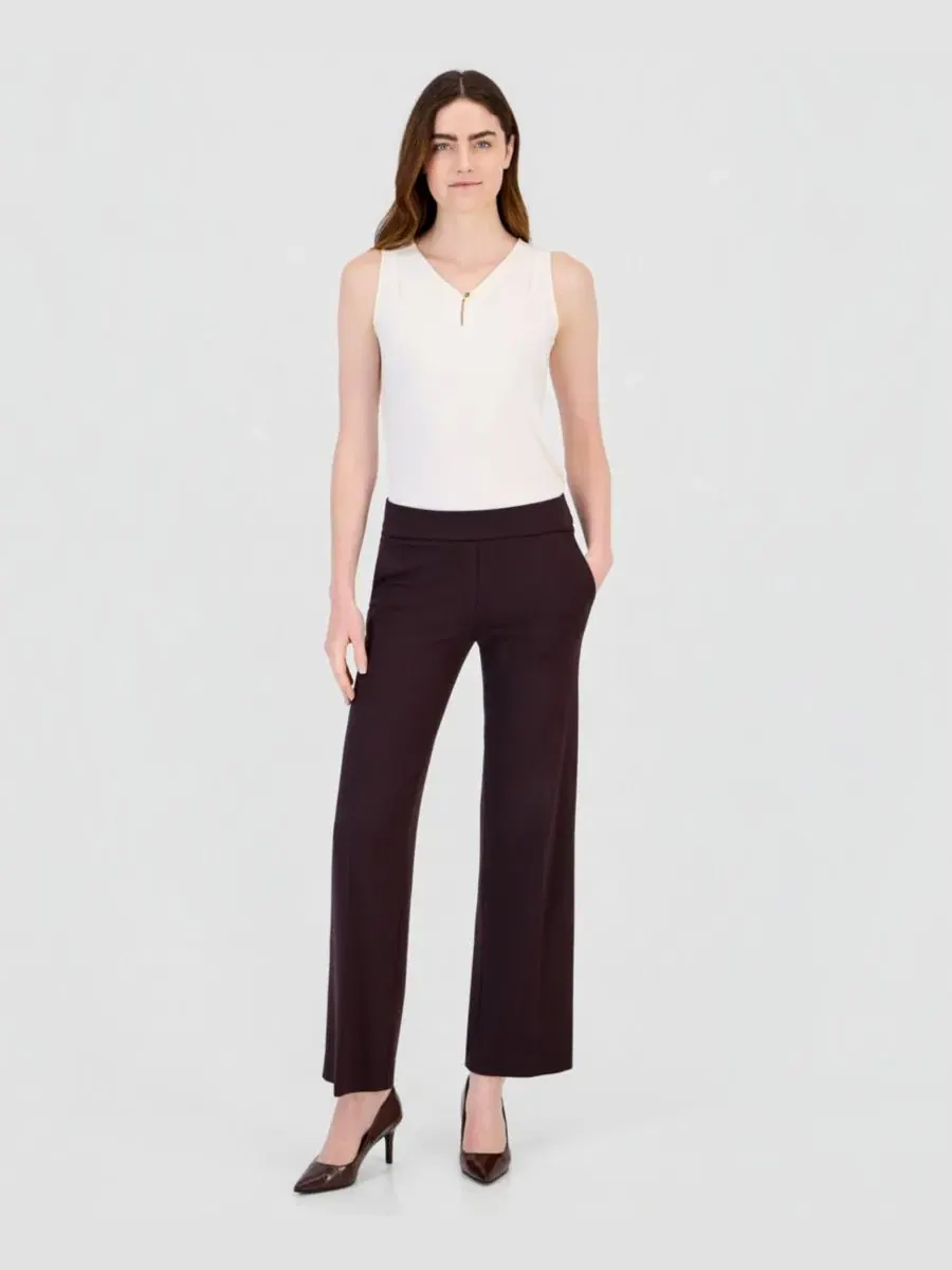 Брюки прямого кроя с широкой штаниной, без застежки Anne Klein