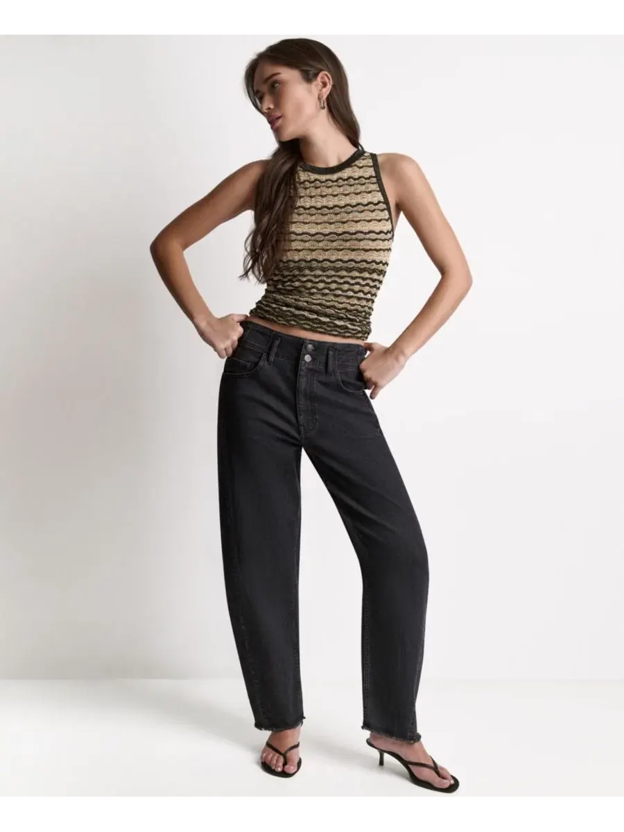 Джинсы женские свободного кроя с декоративными швами BCBG — изображение 2 из 6, черный