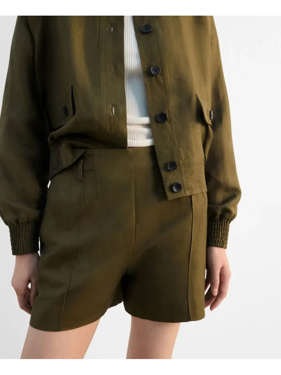 Шорты с высокой посадкой из льна, модель High-Waist Linen Shorts MANGO