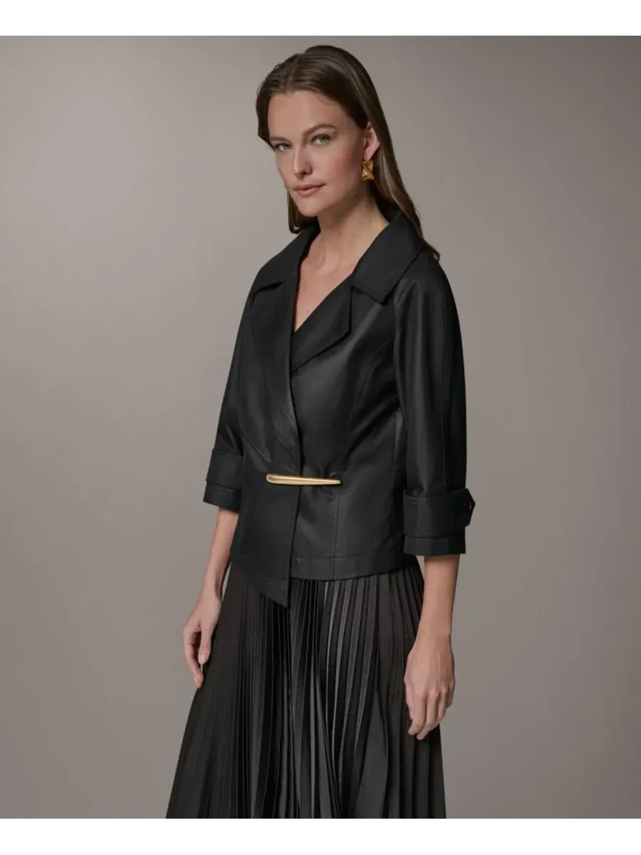 Жакет с лацканами и металлической фурнитурой Donna Karan New York — изображение 3 из 9, черный