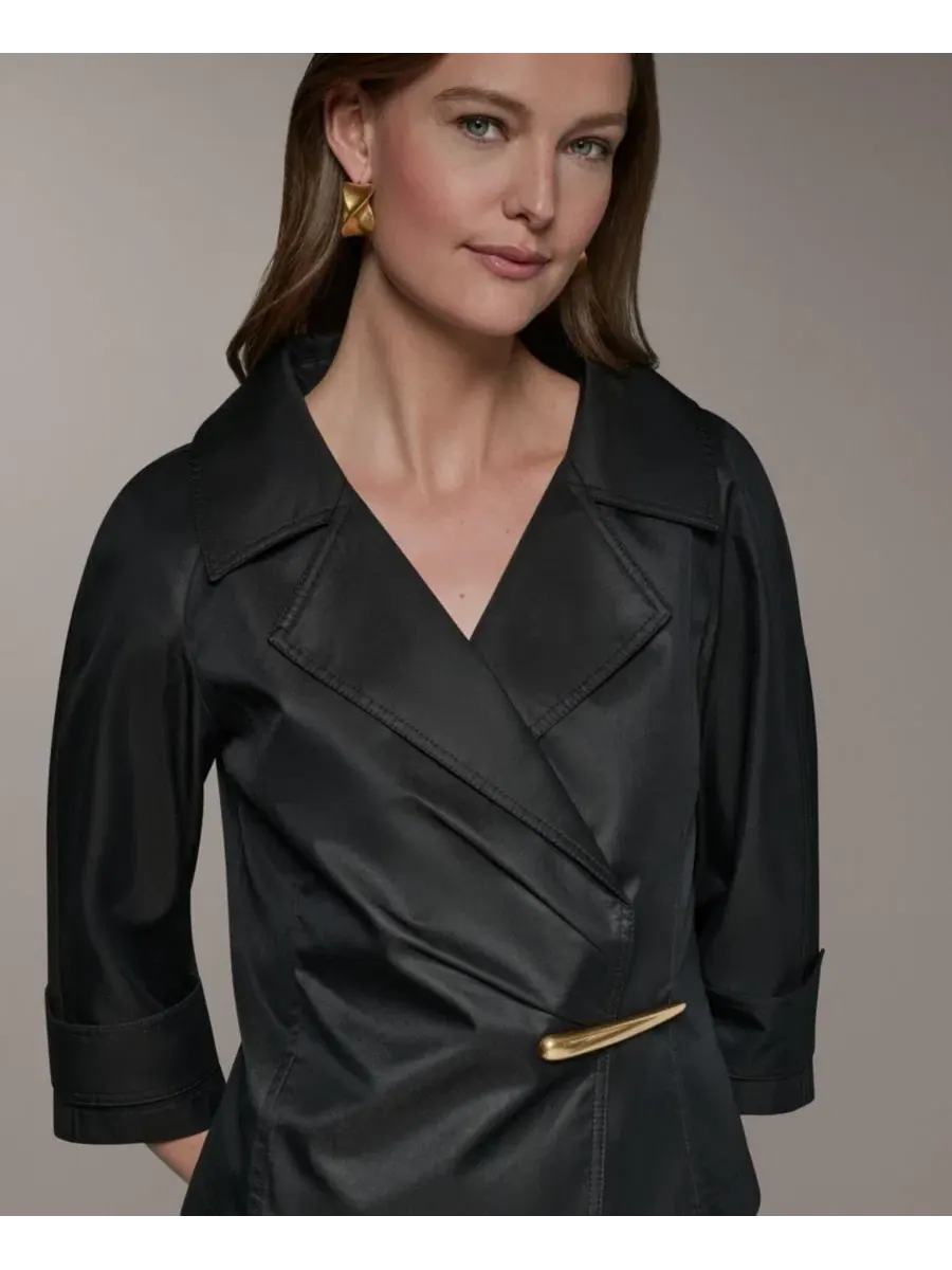 Жакет с лацканами и металлической фурнитурой Donna Karan New York — изображение 6 из 9, черный