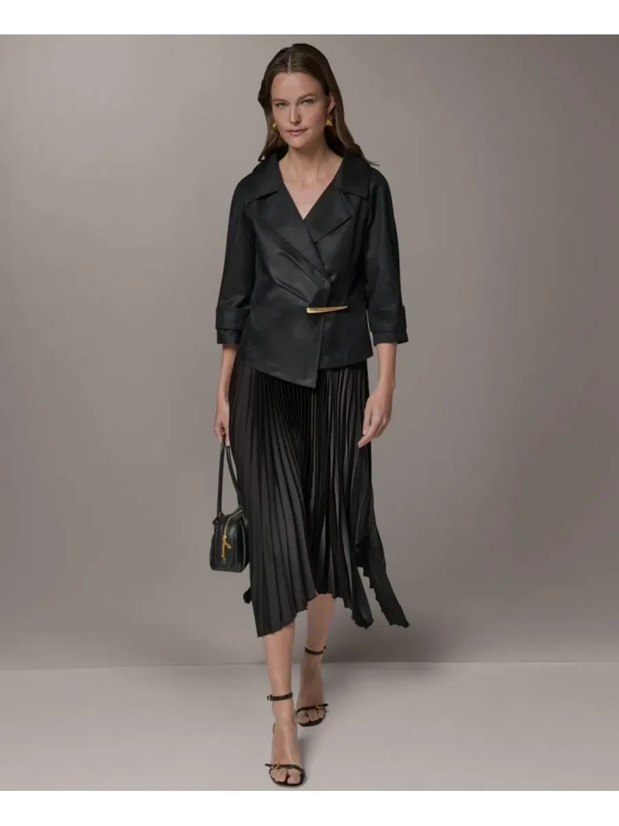 Жакет с лацканами и металлической фурнитурой Donna Karan New York — изображение 8 из 9, черный
