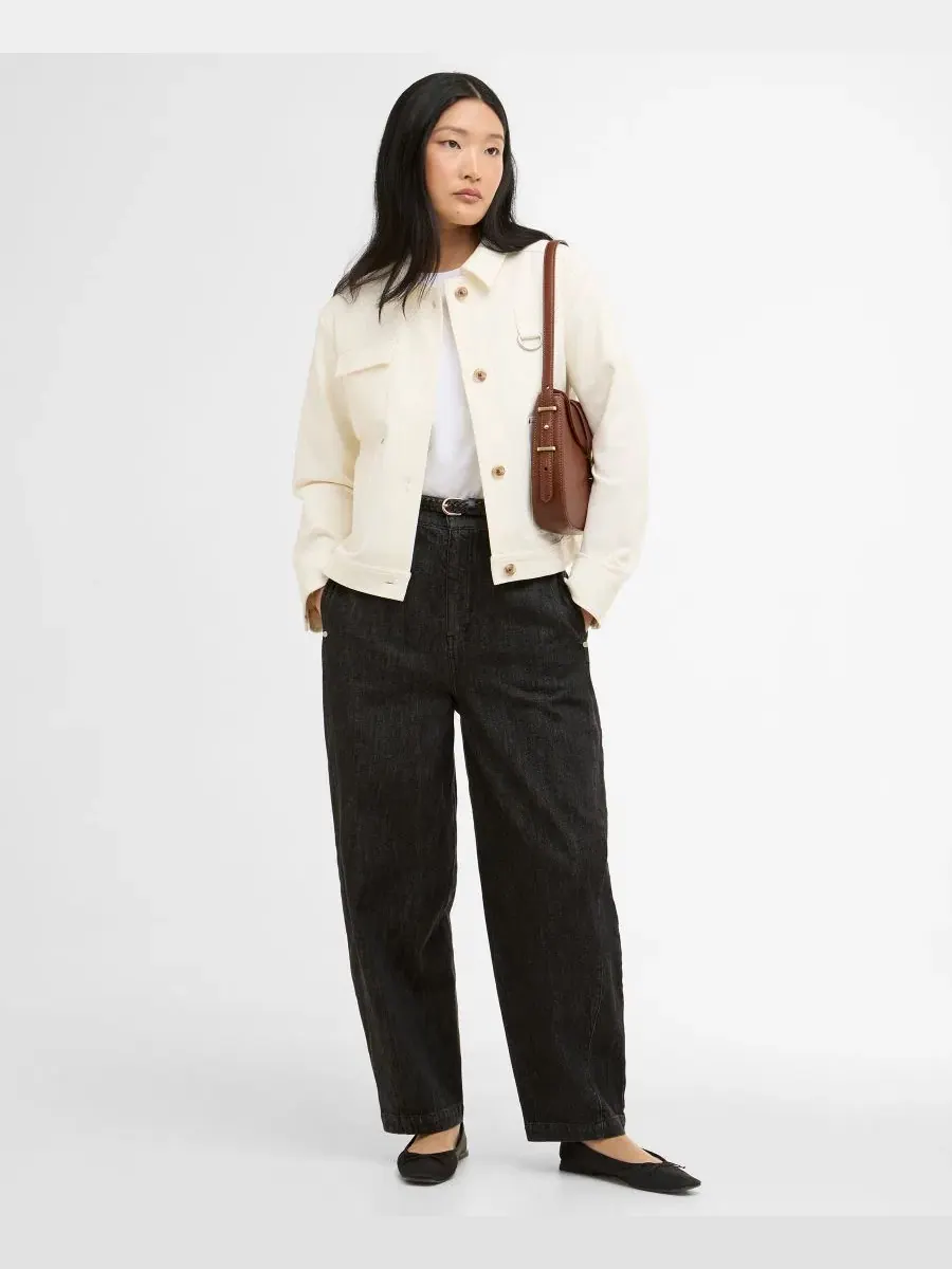Женская рубашка-оверсайз Kirby Collared Jersey Barbour — изображение 2 из 5, экру