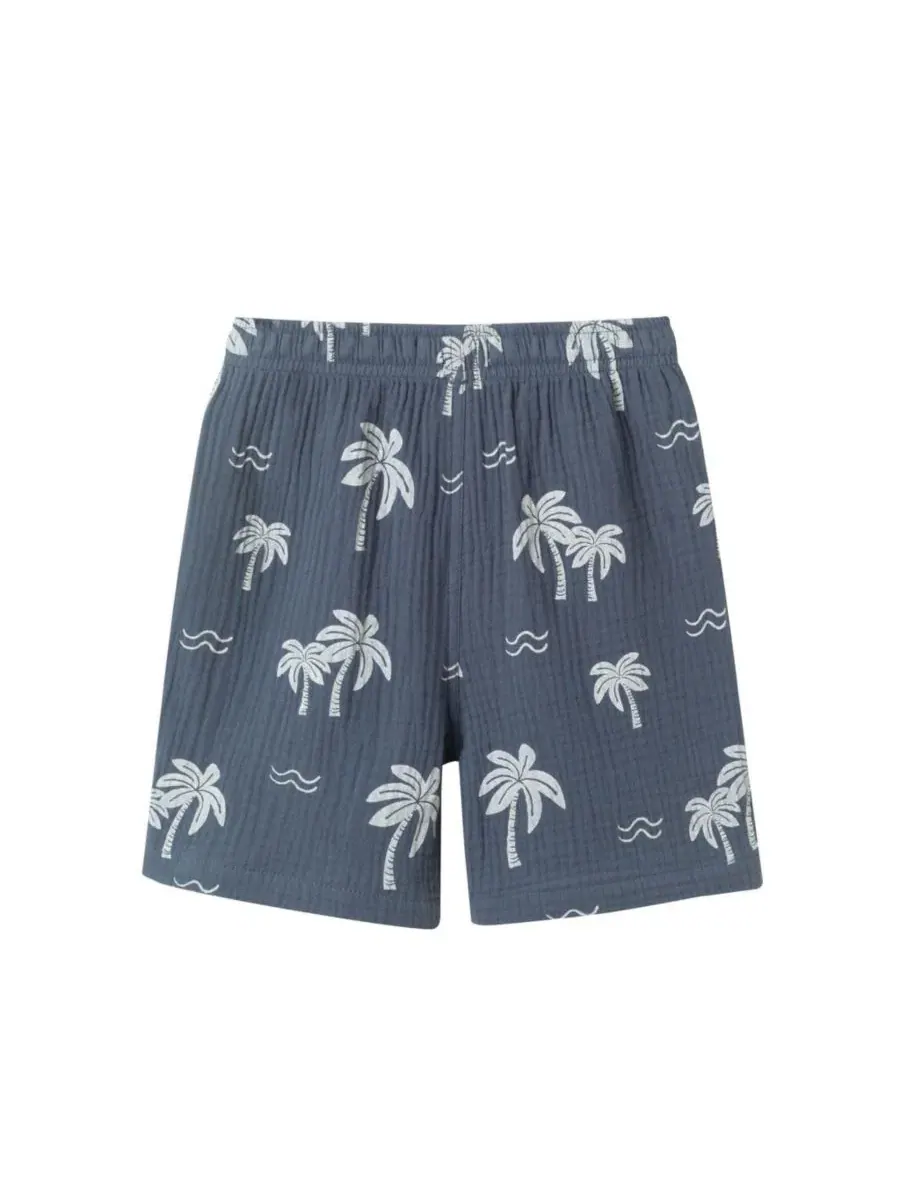 Детский комплект из рубашки и шорт с принтом Tropical Palm Tree Andy & Evan — изображение 7 из 7, серый