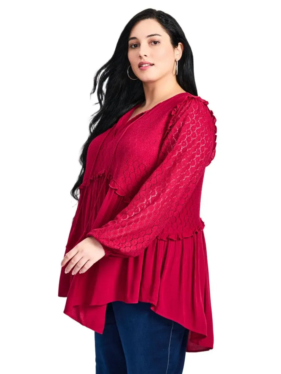 Блуза-крестьянка с кружевной кокеткой Haven Lace AVENUE — изображение 2 из 3, фиолетовый