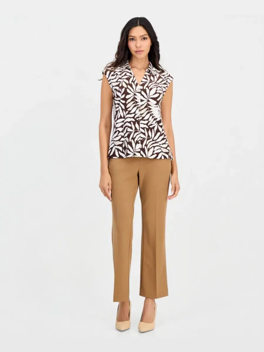 Блузка с воротником и длинным рукавом Anne Klein Essentials — изображение 4 из 4, темный/белый