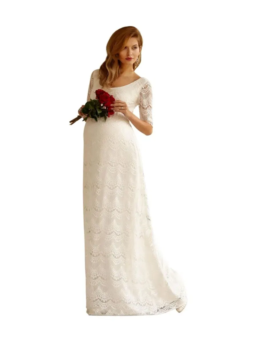 Платье для беременных Verona Lace Empire-Waist Gown Tiffany Rose Maternity — белый