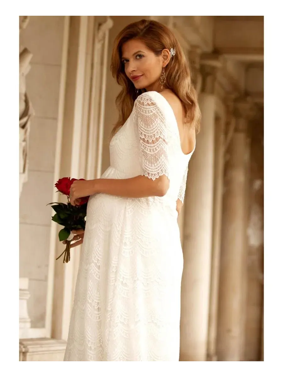 Платье для беременных Verona Lace Empire-Waist Gown Tiffany Rose Maternity — изображение 7 из 8, яркий слоновая кость