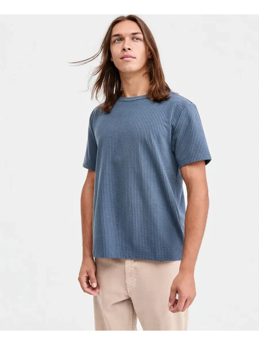 Футболка с жаккардовой полоской Logan Stripe Sun + Stone, Stormy Chambray