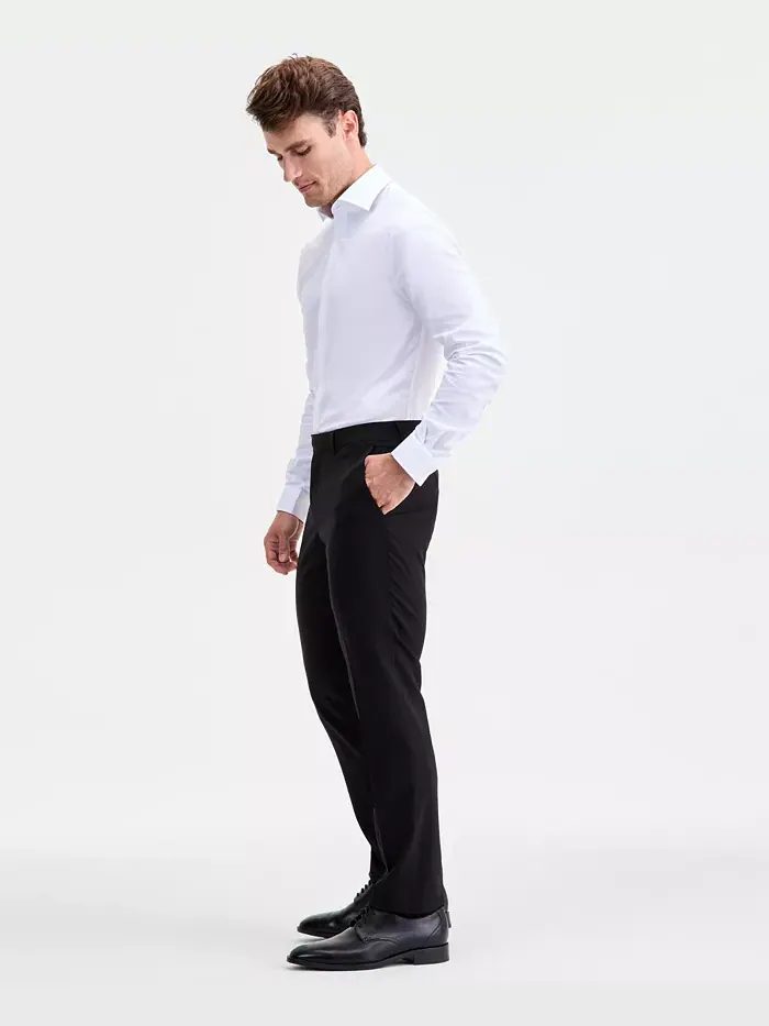 Мужские современные эластичные черные однотонные шерстяные брюки Ted by Ted Baker — 2