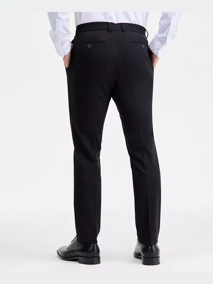 Мужские современные эластичные черные однотонные шерстяные брюки Ted by Ted Baker — 4