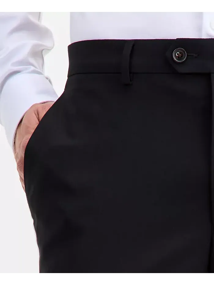 Мужские современные эластичные черные однотонные шерстяные брюки Ted by Ted Baker — 5