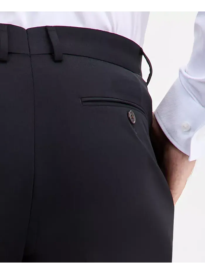 Мужские современные эластичные черные однотонные шерстяные брюки Ted by Ted Baker — 6