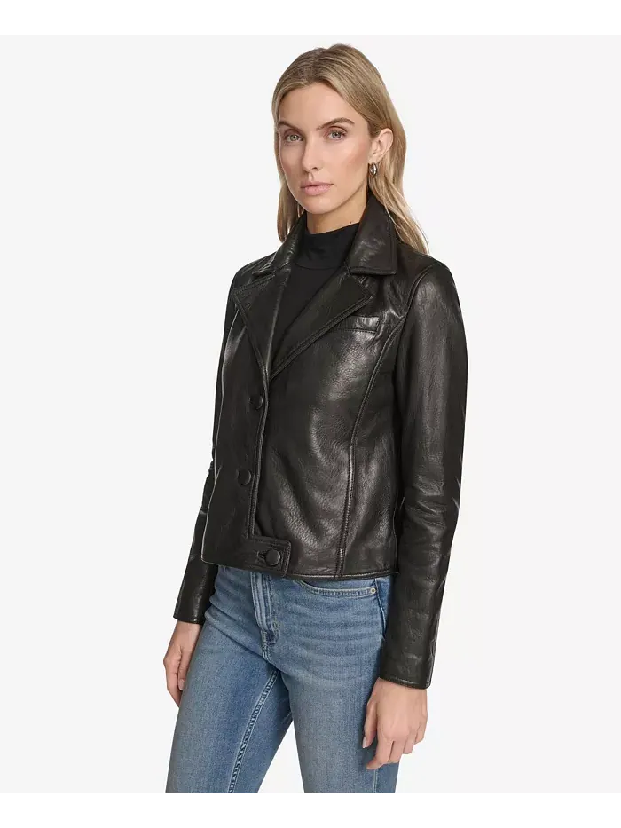 Женская кожаная куртка Paluma Blazer Andrew Marc Black Label — изображение 2 из 5, черный