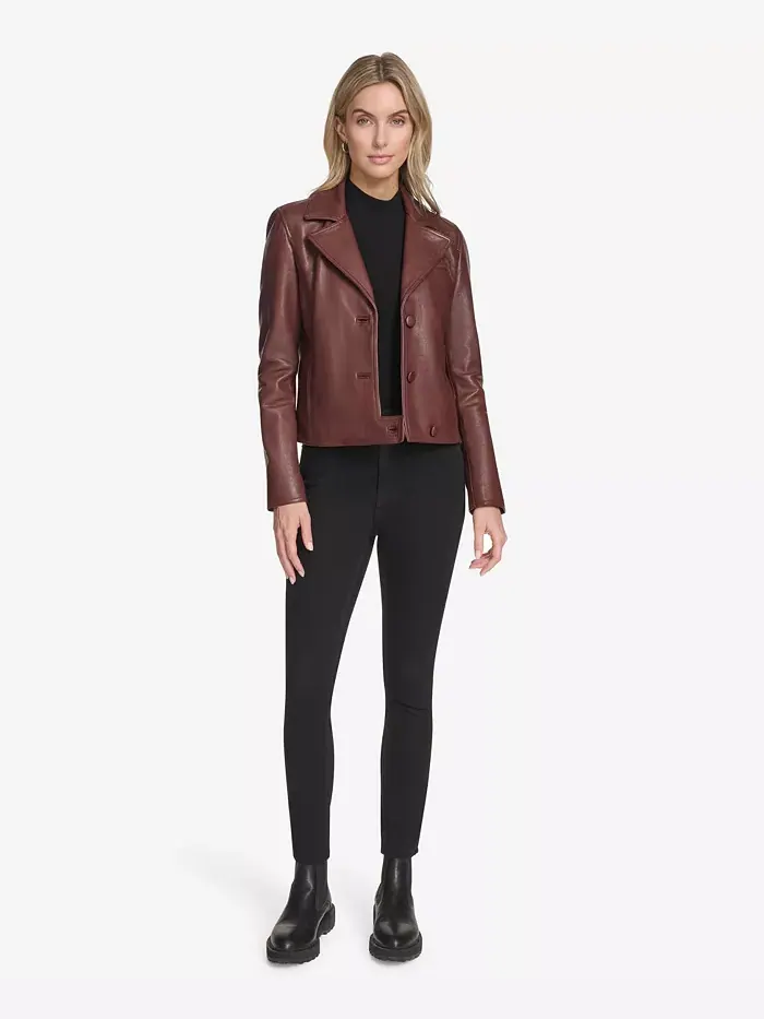 Женская кожаная куртка Paluma Blazer Andrew Marc Black Label — изображение 4 из 5, красный