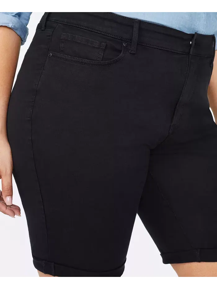 Джинсовые шорты Briella Roll Cuff Plus Size NYDJ — изображение 6 из 6, черный