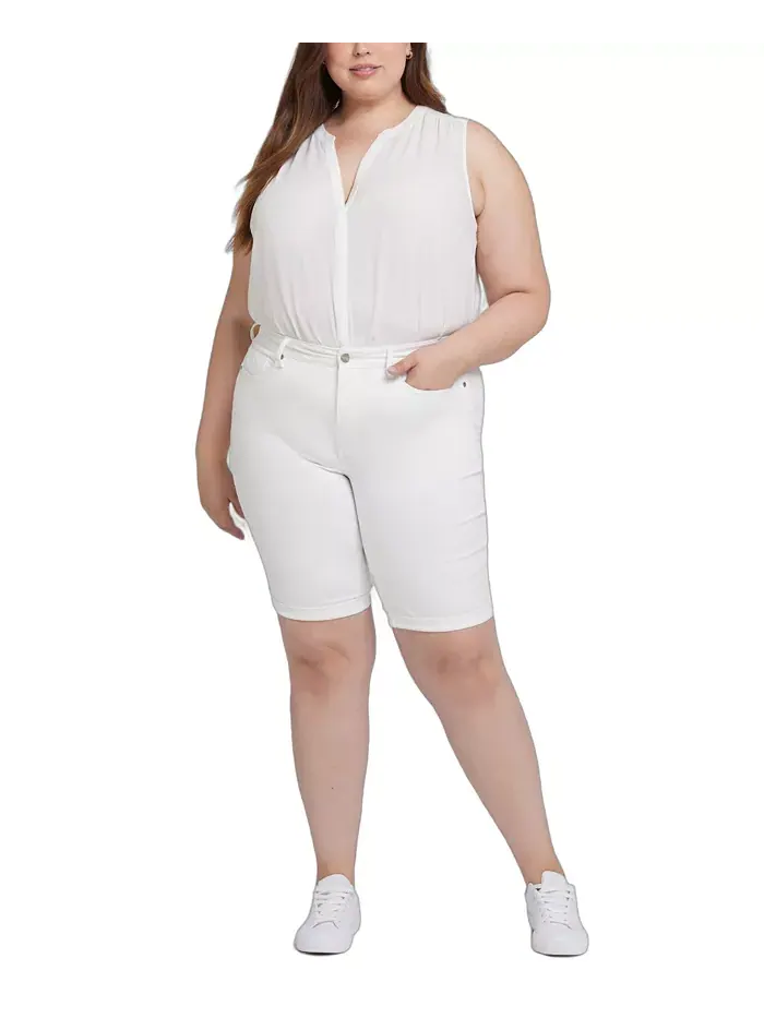Джинсовые шорты Briella Roll Cuff Plus Size NYDJ — изображение 4 из 6, белый