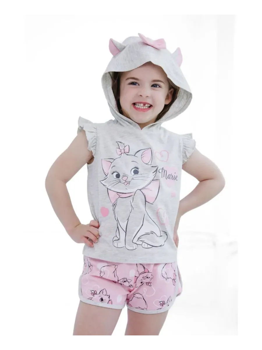 Комплект из худи и шорт с принтом Marie The Aristocats Winnie the Pooh — изображение 2 из 3, серый розовый
