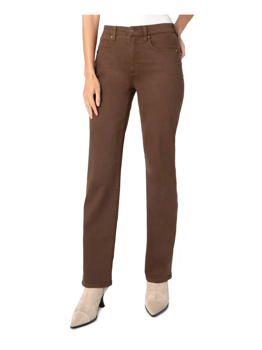 Джинсы прямого кроя Petite Kennedy Comfort Waist Mid-Rise Straight-Leg Liverpool Los Angeles — изображение 2 из 4, коричневый