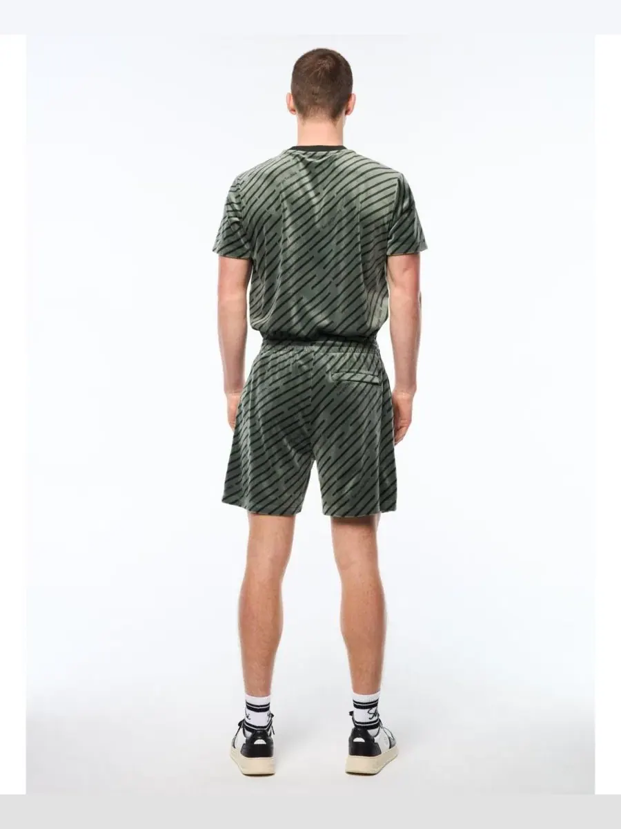 Шорты из велюра с принтом Obliquo Velour Sergio Tacchini — изображение 4 из 5, зеленый
