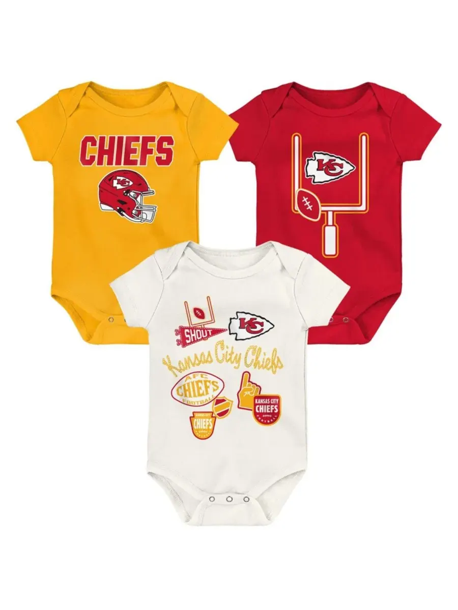 Комплект из трех боди с коротким рукавом, с принтом, Kansas City Chiefs Littlest Player Outerstuff