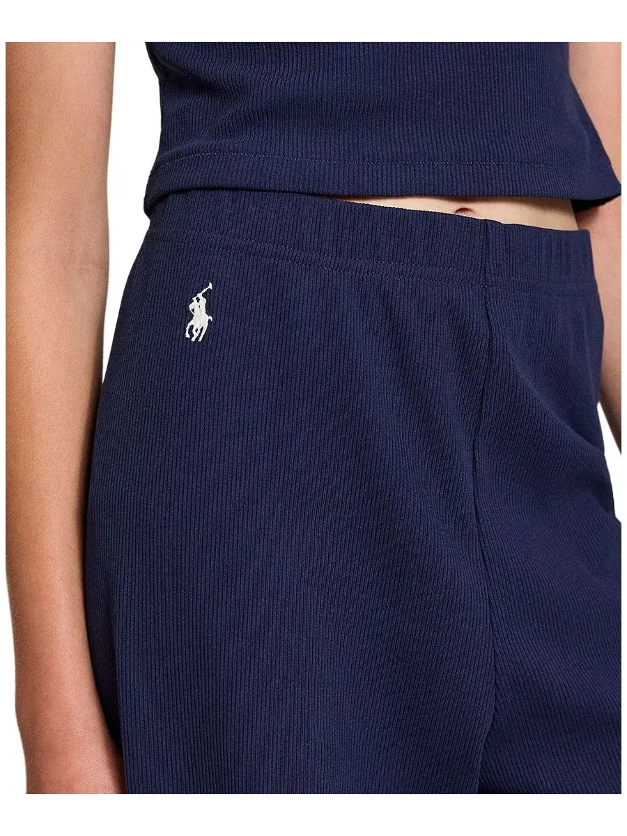 Штаны для девочек с широкими штанинами, Ribbed Wide-Leg Pant Polo Ralph Lauren — изображение 3 из 5, темно-синий