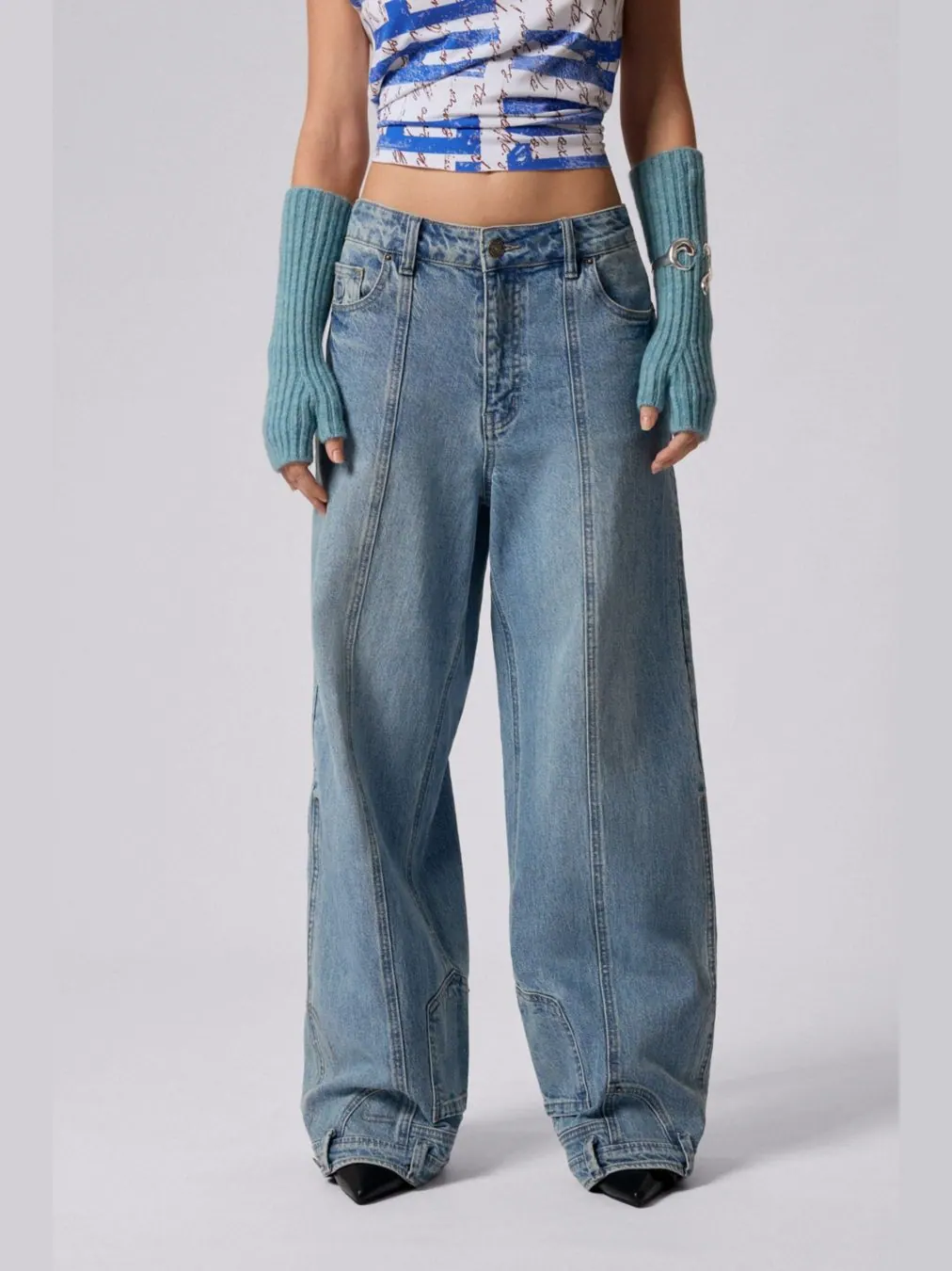 Женские прямые джинсы с эффектом выворота Desigual