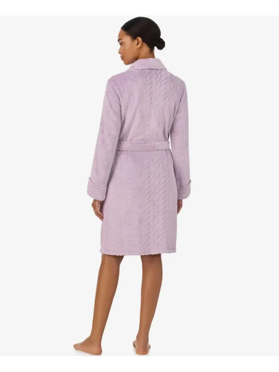 Халат женский с поясом, модель Self-Tie Belt Short Robes Lauren Ralph Lauren — изображение 3 из 3, фиолетовый