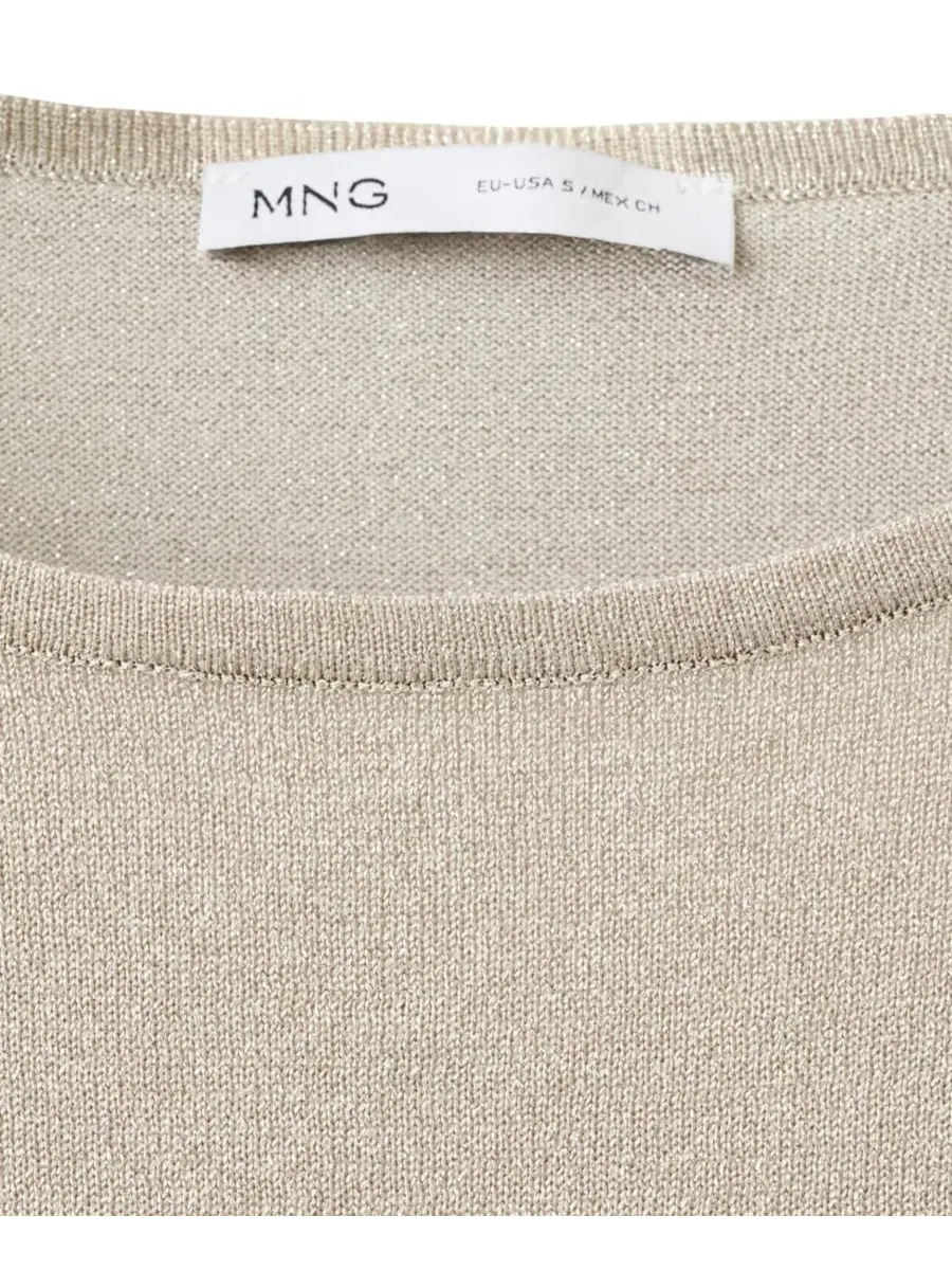 Топ из полиэстера с лодочным вырезом и коротким рукавом MANGO — изображение 6 из 7, серебряный