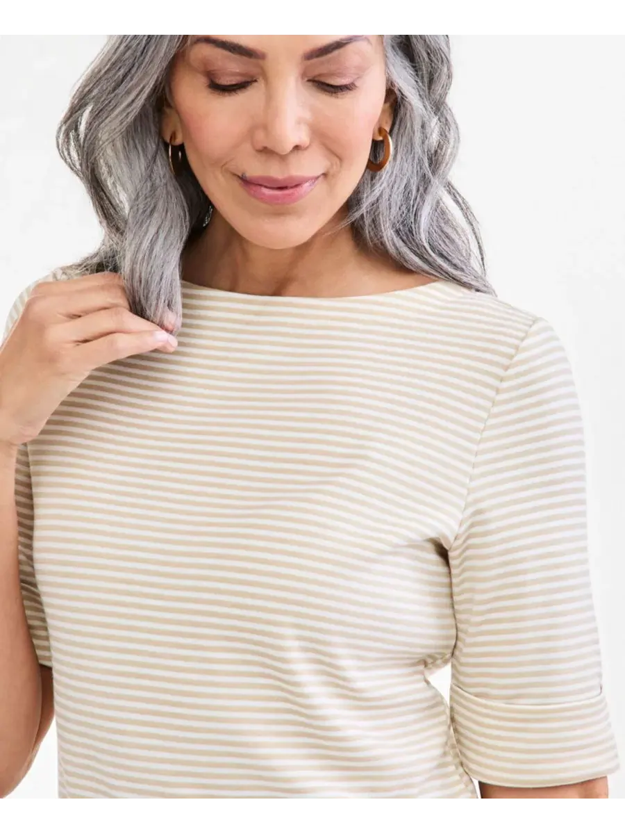 Футболка с лодочкой и рукавом 3/4 Style & Co — изображение 3 из 4, песочный