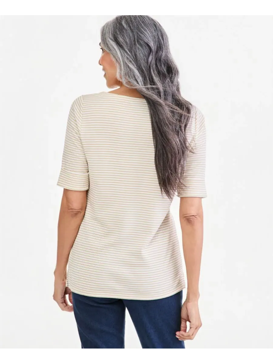 Футболка с лодочкой и рукавом 3/4 Style & Co — изображение 4 из 4, песочный