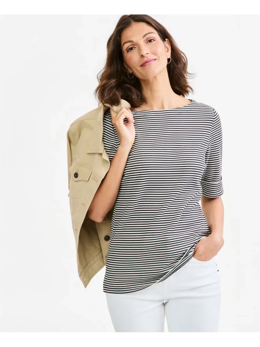 Топ с принтом 3/4 рукав Henley Style & Co
