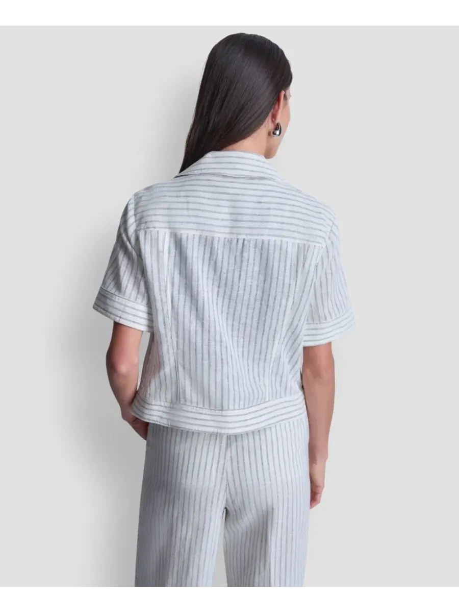Женская полосатая куртка с воротником Dkny — изображение 2 из 5, слоновая кость