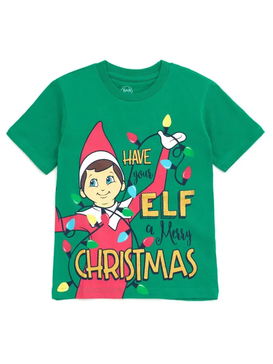Набор из двух рождественских футболок для маленьких мальчиков Elf On The Shelf — изображение 5 из 7, красный/зеленый