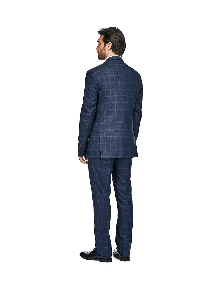 Мужской трехкомпонентный костюм в клетку Windowpane Slim Fit Gino Vitale — изображение 4 из 5, темно-синий