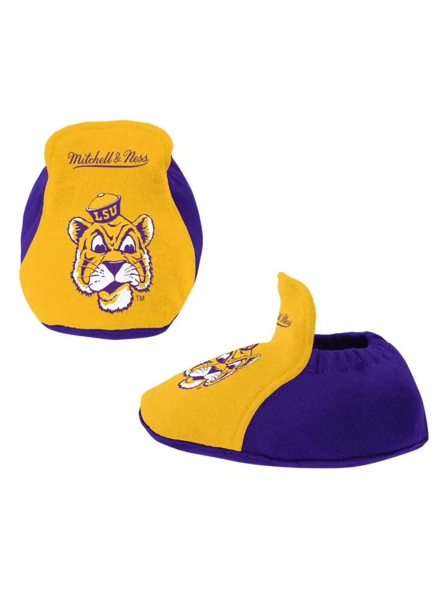 Комплект из 3 предметов: боди, слюнявчик и пинетки с принтом LSU Tigers Mitchell & Ness — изображение 2 из 4, фиолетовый