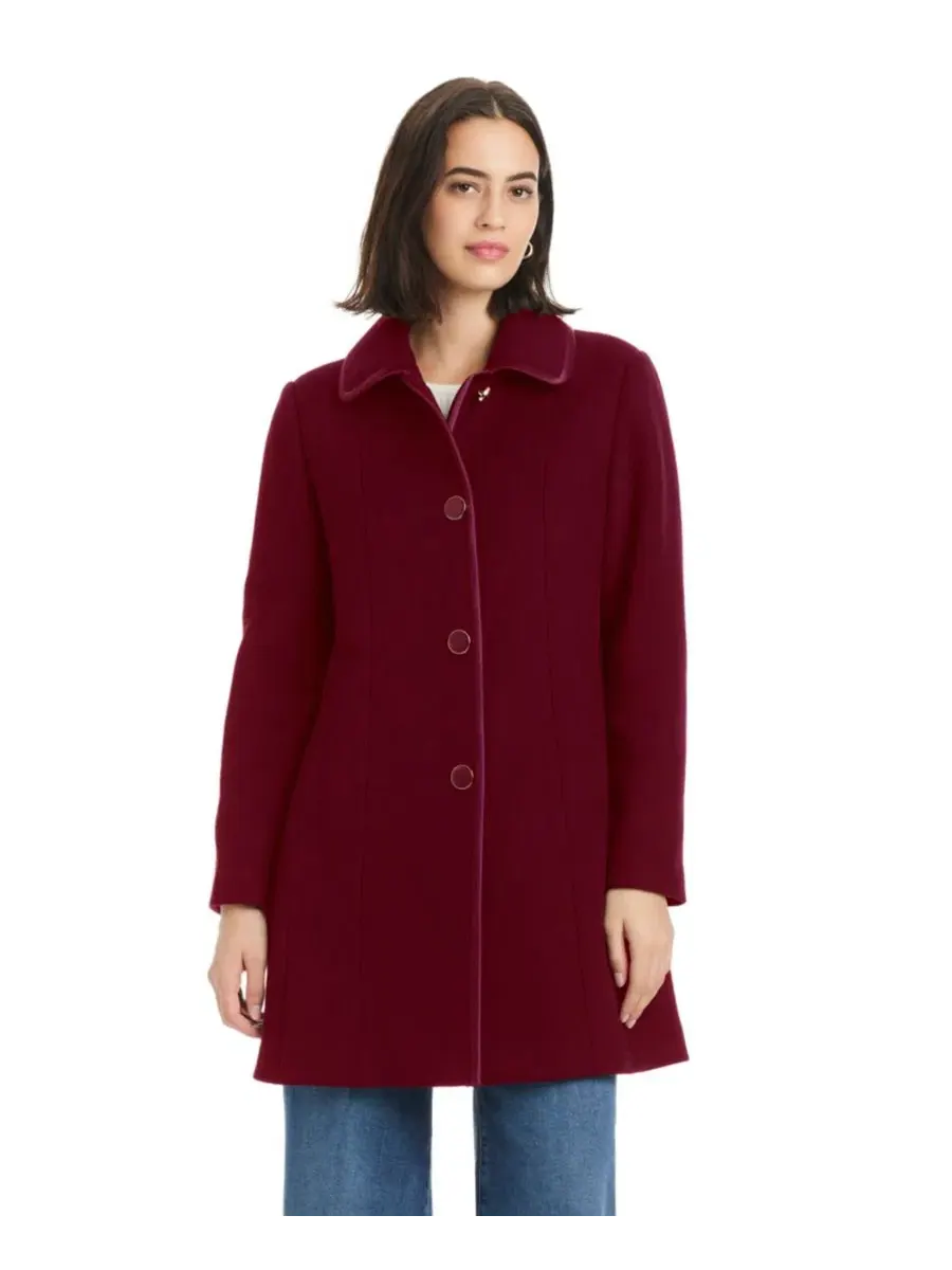 Пальто однобортное с атласной отделкой воротника Kate Spade New York, Rhubarb Jam