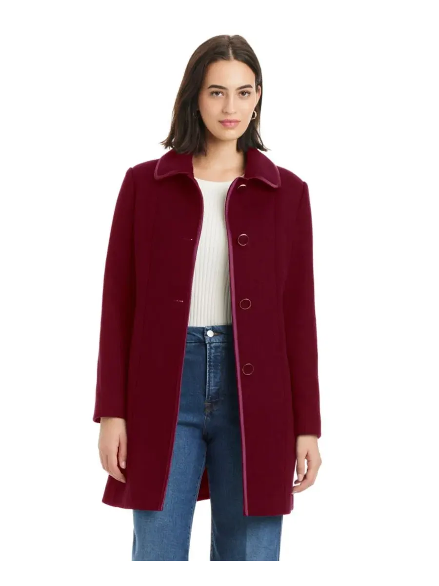 Пальто однобортное с атласной отделкой воротника Kate Spade New York, Rhubarb Jam — изображение 2 из 5