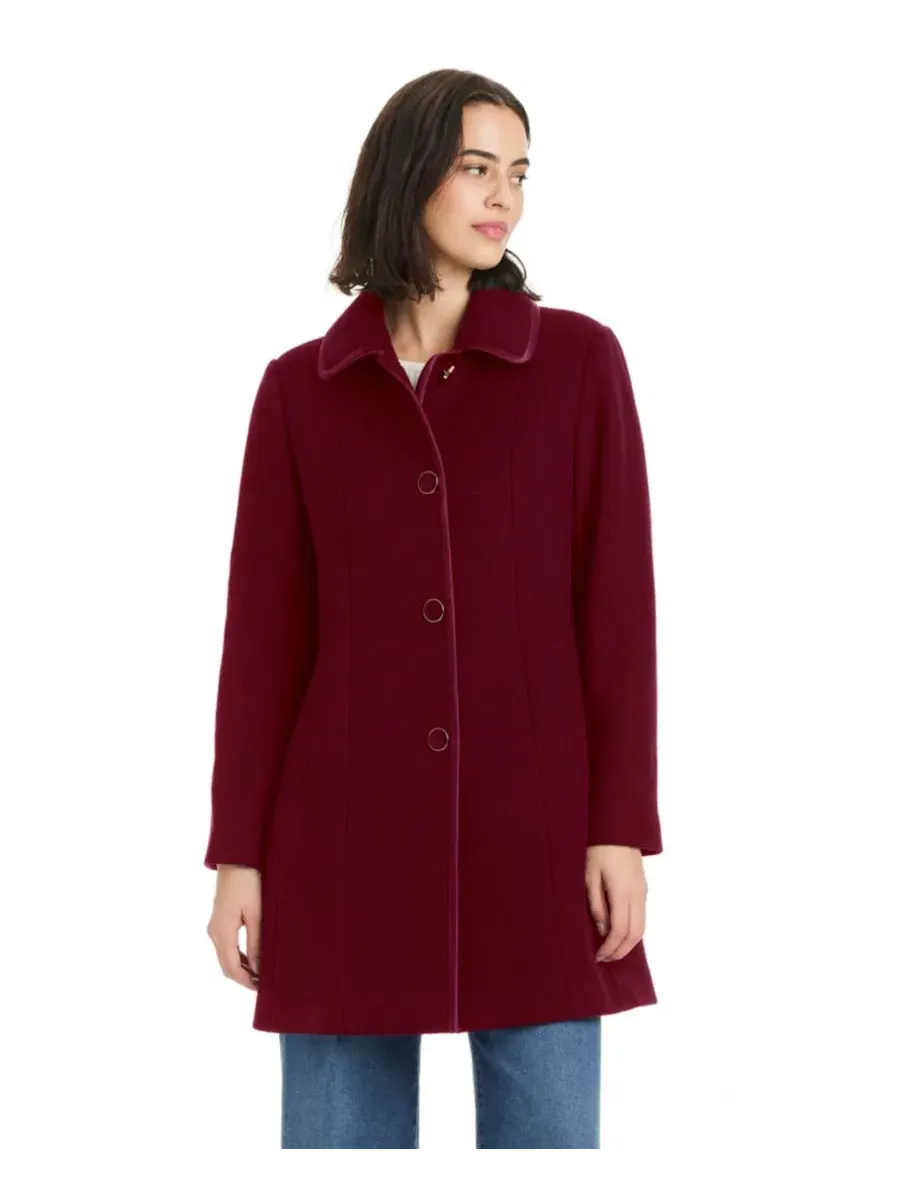 Пальто однобортное с атласной отделкой воротника Kate Spade New York, Rhubarb Jam — изображение 4 из 5
