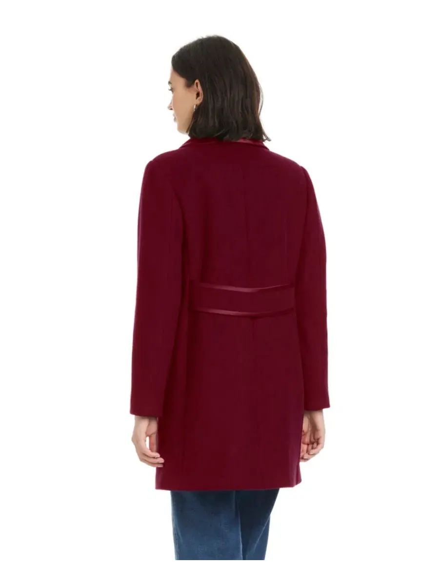 Пальто однобортное с атласной отделкой воротника Kate Spade New York, Rhubarb Jam — изображение 5 из 5
