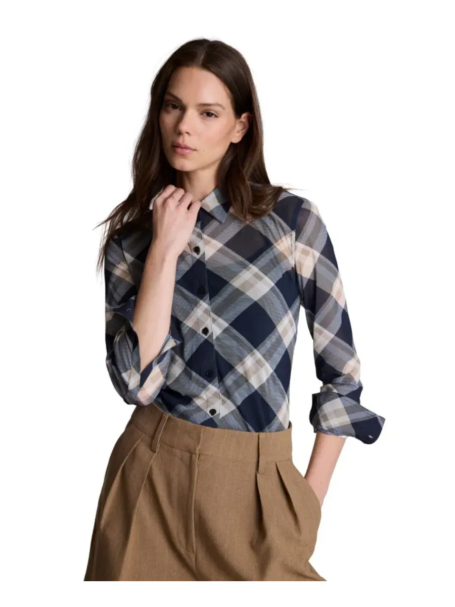 Женская рубашка с воротником и длинным рукавом, модель Plaid Mesh Kenneth Cole