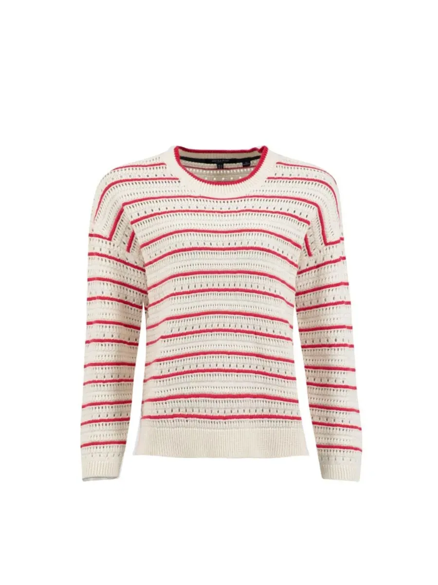 Свитер женский с кружевной вязкой и удлиненной спинкой Liah Pointelle-Striped Crewneck Weird Fish — изображение 5 из 5