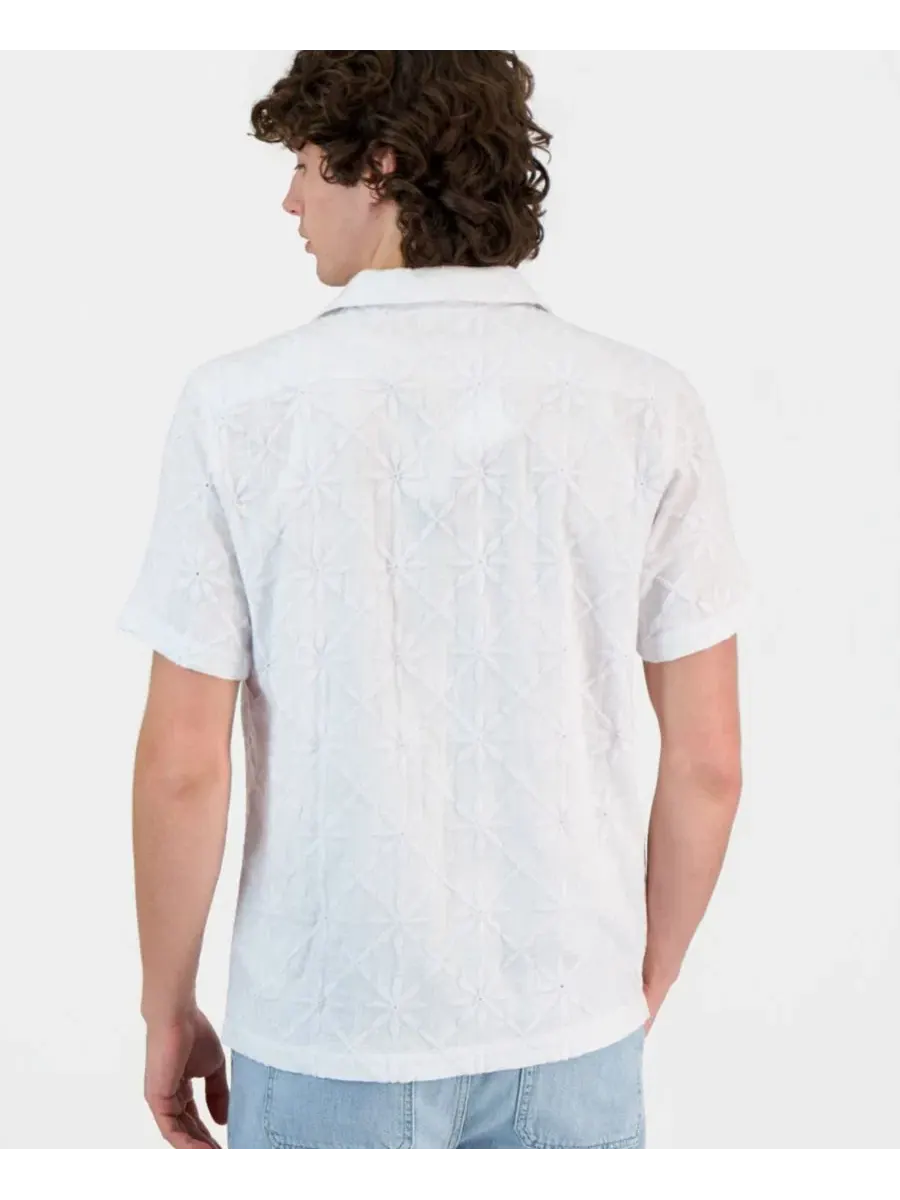 Рубашка с коротким рукавом Mosley Woven Eyelet GUESS — изображение 2 из 4, белый