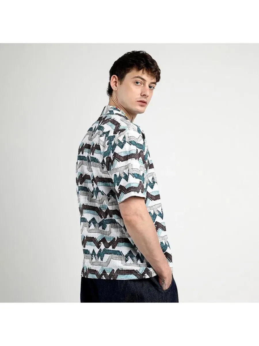 Рубашка с длинным рукавом Oversized Line Strokes Campus Sutra — изображение 2 из 7, белый