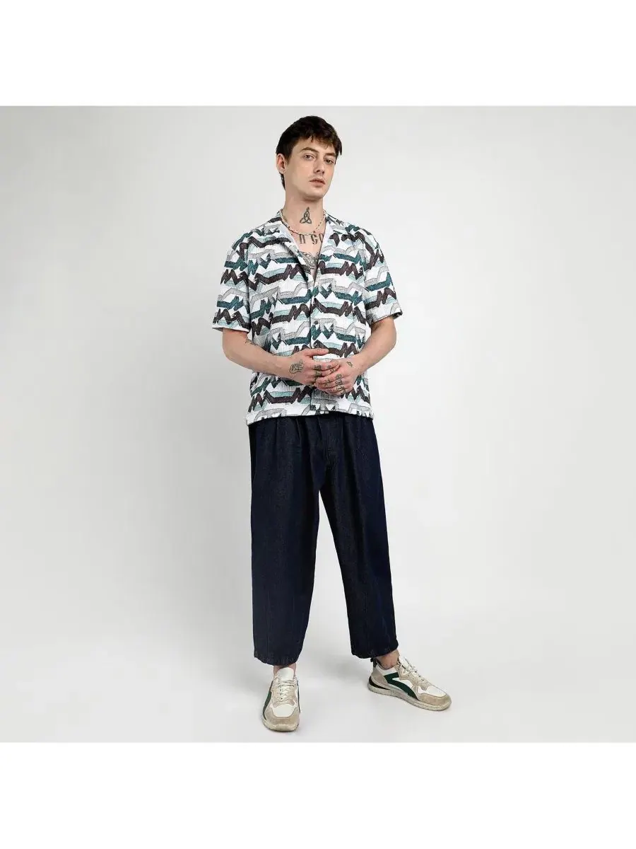 Рубашка с длинным рукавом Oversized Line Strokes Campus Sutra — изображение 7 из 7, белый